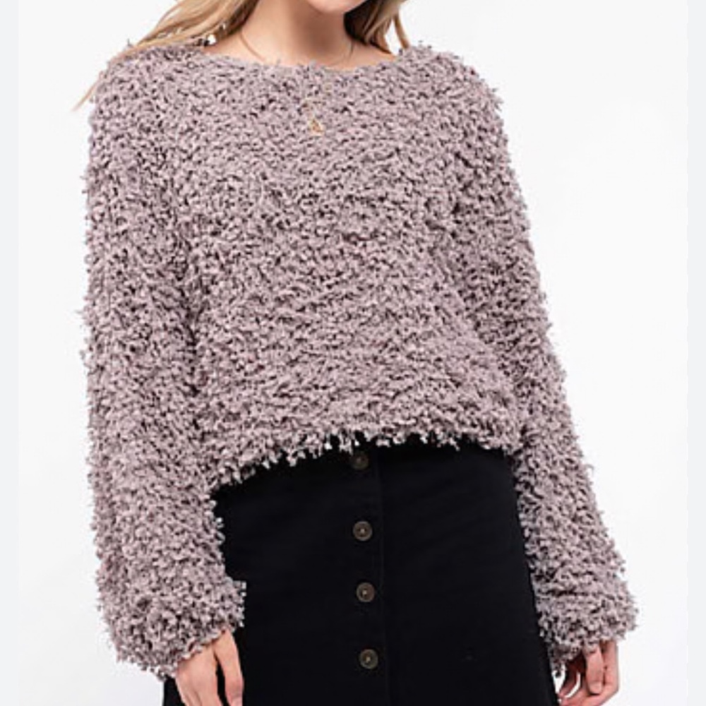 Fate Textured Crew Neck Sweater - Taupe